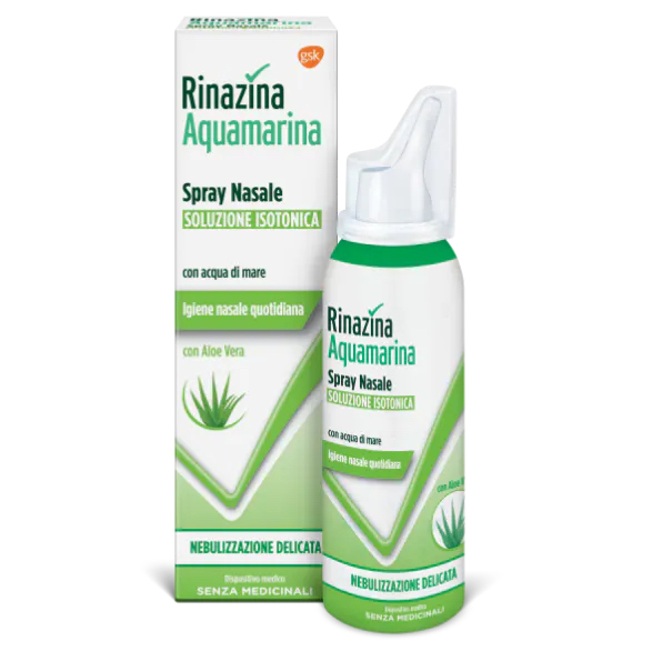 

Rinazina Aquamarina Spray Nasale Isotonico Con Aloe Vera Nebulizzazione Delicata 100ml